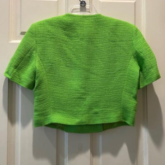 ZARA TEXTURED CROPPED BLAZER SIZE MED NEON GREEN REF 3066/811 DBL breasted NWT - Picture 5 of 5